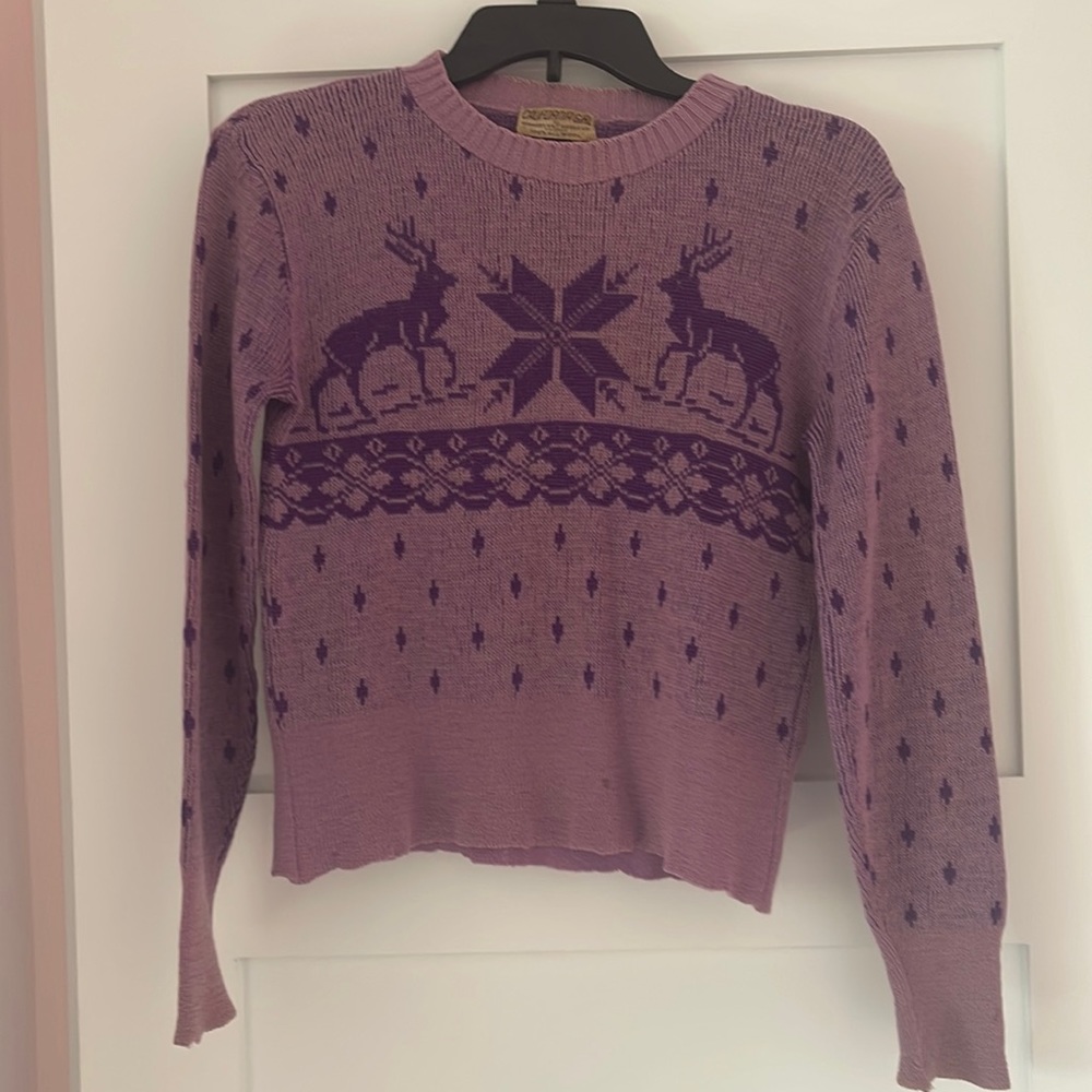 True vintage 1940s deer ski sweater wool